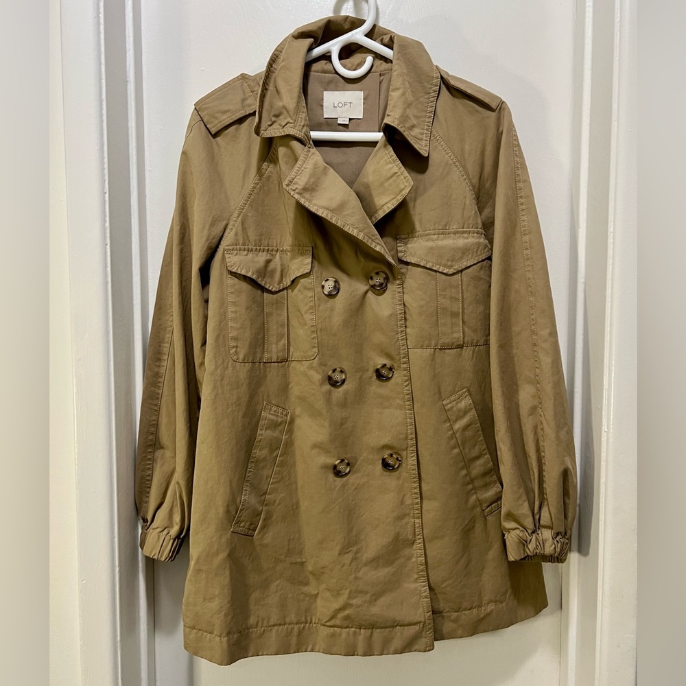 Ann Taylor Loft Khaki Trench Coat (Small)